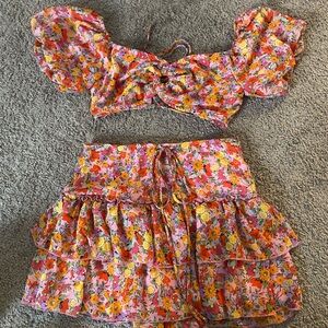 matching skirt and tank bra set